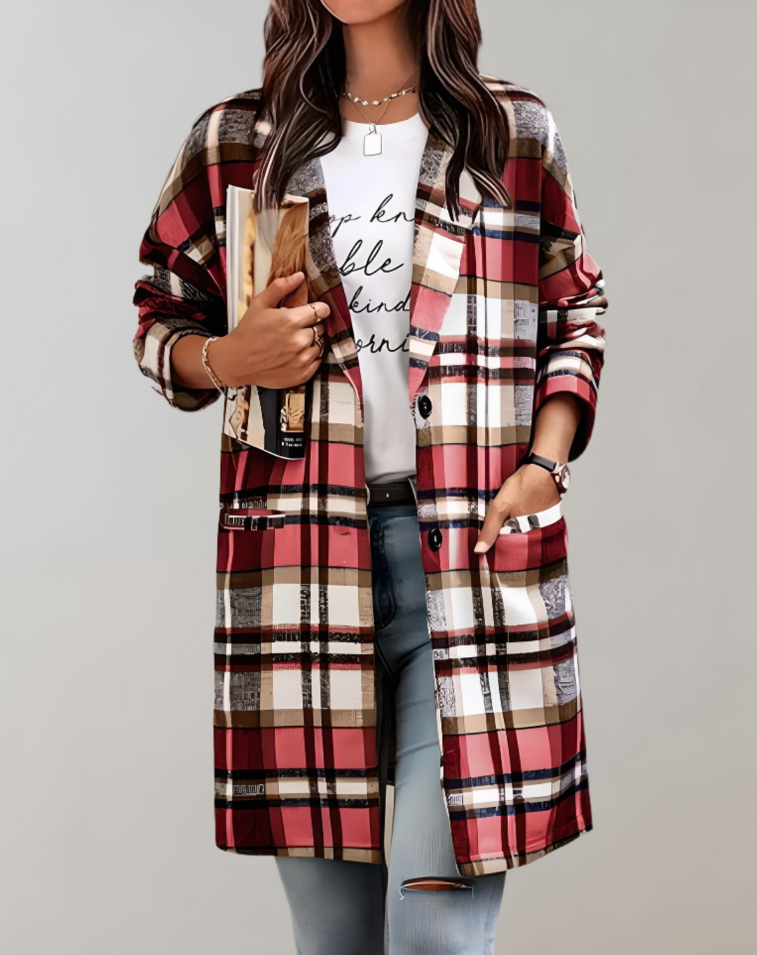 Drune | Karierte Damenjacke mit seitlichen Taschen