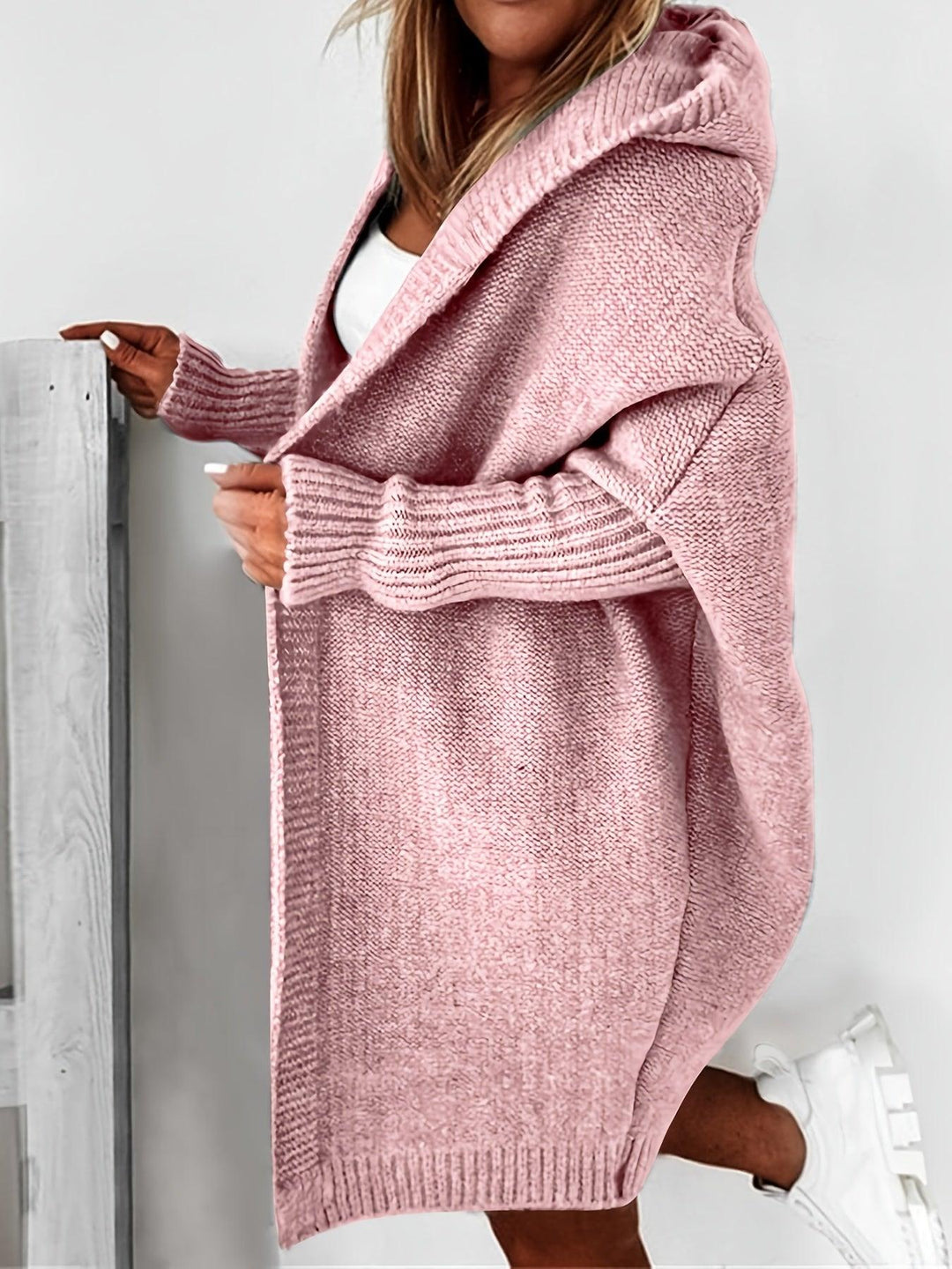 Drune | Lange Strickjacke mit Kapuze und langen Ärmeln