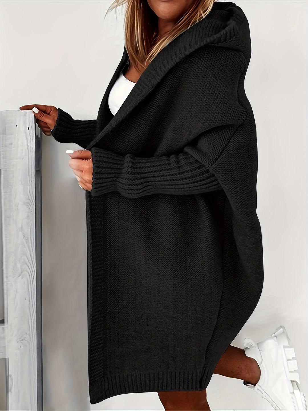 Drune | Lange Strickjacke mit Kapuze und langen Ärmeln