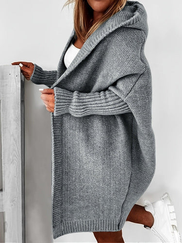 Drune | Lange Strickjacke mit Kapuze und langen Ärmeln