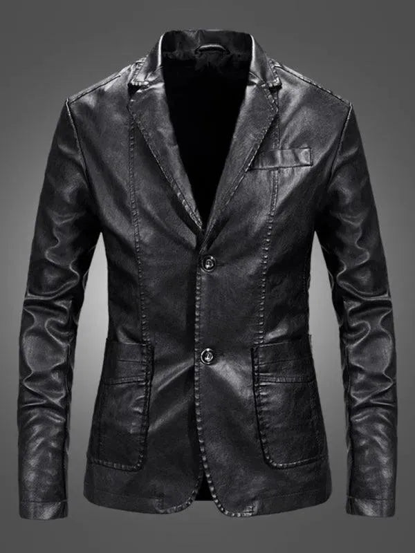 Drune | Herren Blazer - Lässiger Leder Slim Fit Blazer