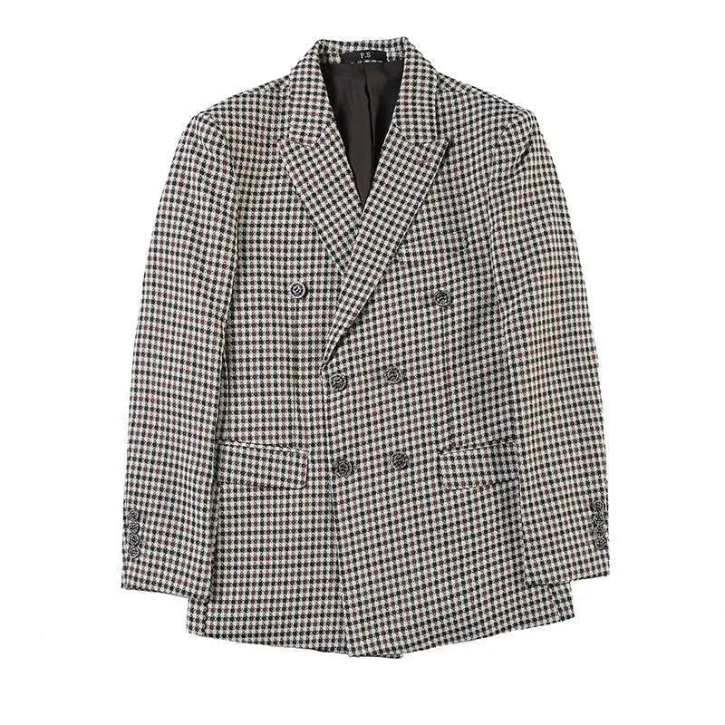 Drune | Herren Blazer - Doppelreihiger Hahnentritt-Blazer