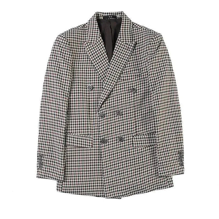 Drune | Herren Blazer - Doppelreihiger Hahnentritt-Blazer