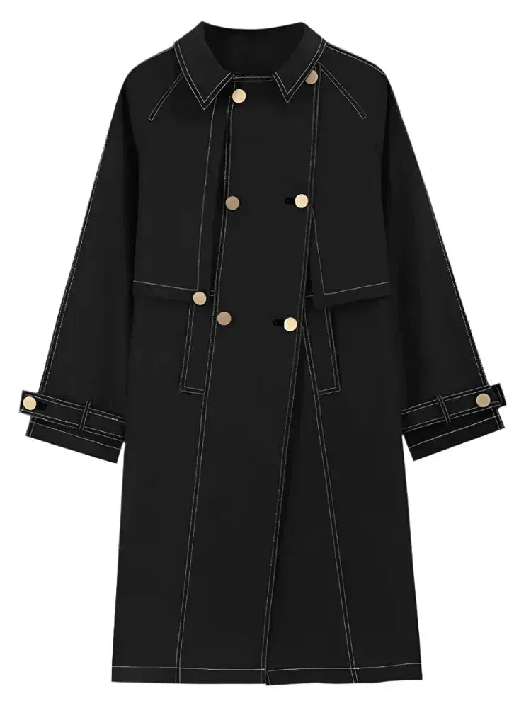 Drune | Herren Lässiger Lockerer Doppelreihiger Trenchcoat