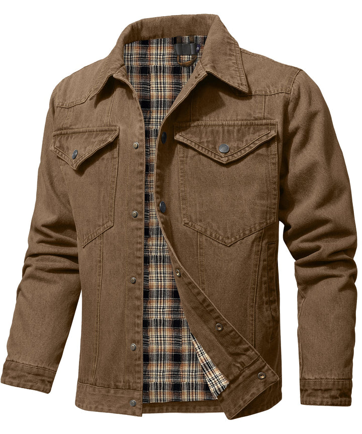 Drune | Herren Denim Wandererjacke - Flanell gefüttert