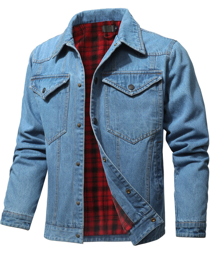 Drune | Herren Denim Wandererjacke - Flanell gefüttert
