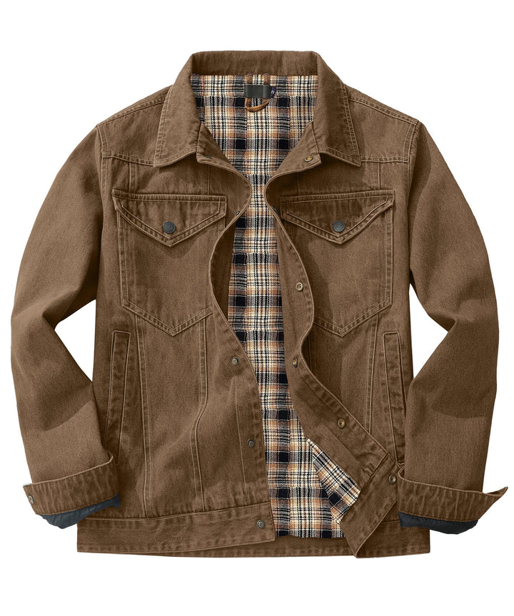Drune | Herren Denim Wandererjacke - Flanell gefüttert