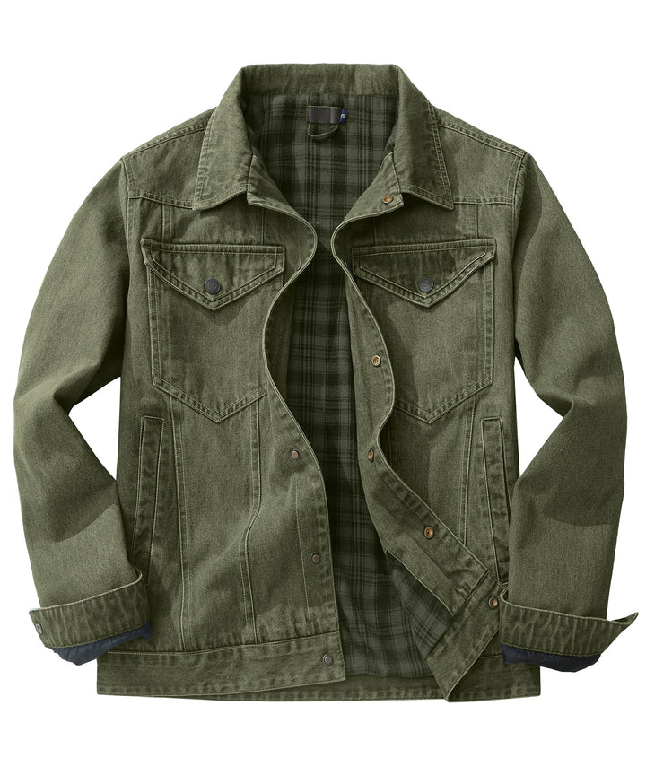 Drune | Herren Denim Wandererjacke - Flanell gefüttert