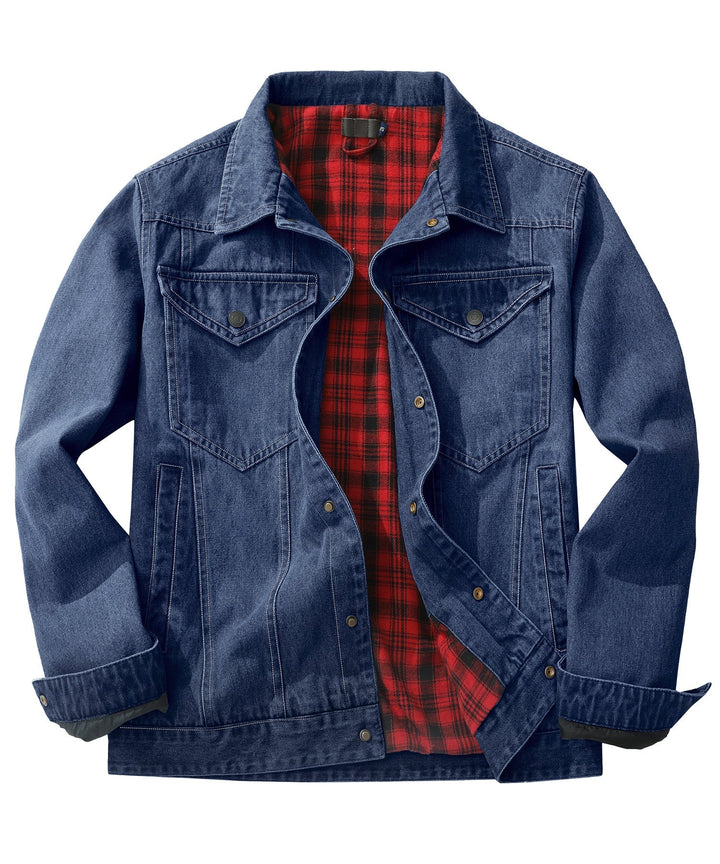 Drune | Herren Denim Wandererjacke - Flanell gefüttert