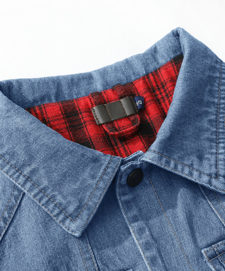 Drune | Herren Denim Wandererjacke - Flanell gefüttert