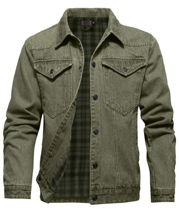 Drune | Herren Denim Wandererjacke - Flanell gefüttert