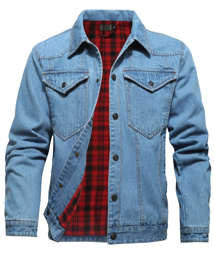 Drune | Herren Denim Wandererjacke - Flanell gefüttert