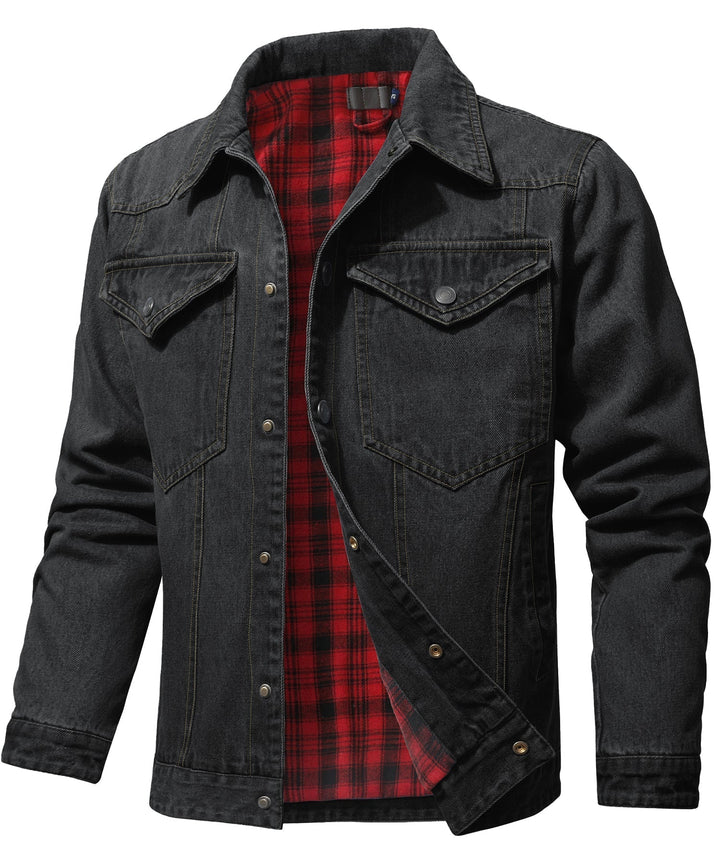 Drune | Herren Denim Wandererjacke - Flanell gefüttert
