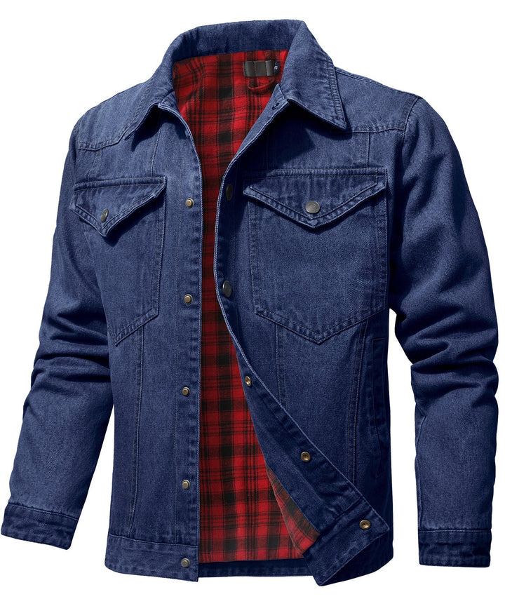 Drune | Herren Denim Wandererjacke - Flanell gefüttert