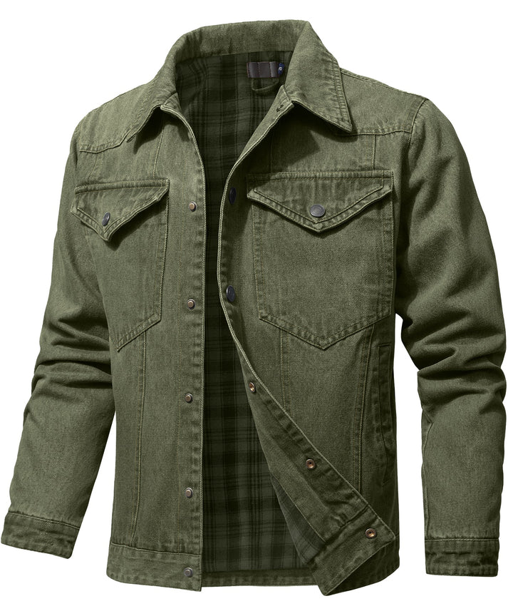 Drune | Herren Denim Wandererjacke - Flanell gefüttert