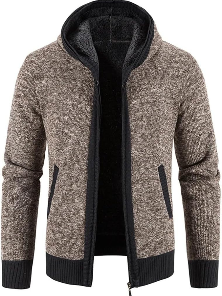 Drune | Kapuzenpullover Mit Reißverschluss Aus Strick in Der Farbe Chai Für Herren