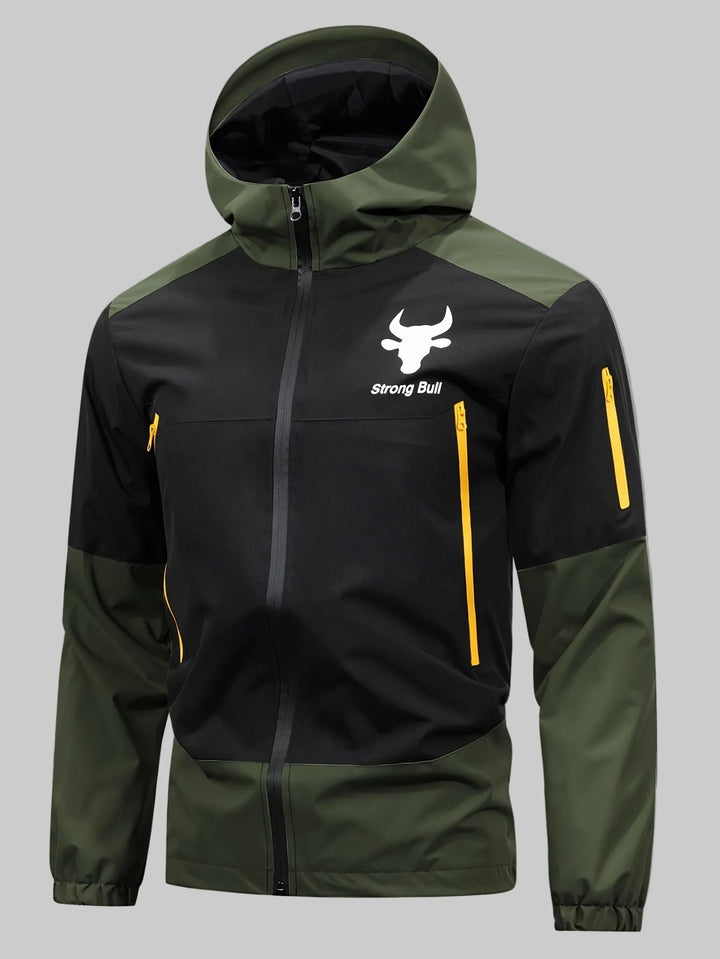 Drune | Herrenjacke mit Reißverschluss, Kapuze und Farbblockdesign
