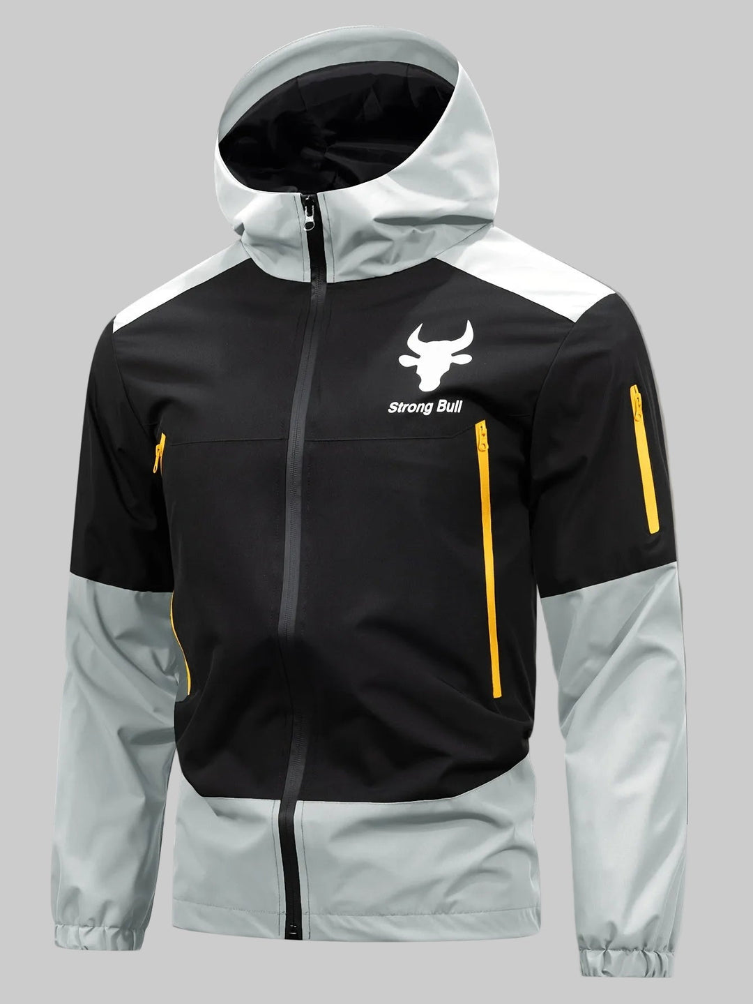 Drune | Herrenjacke mit Reißverschluss, Kapuze und Farbblockdesign