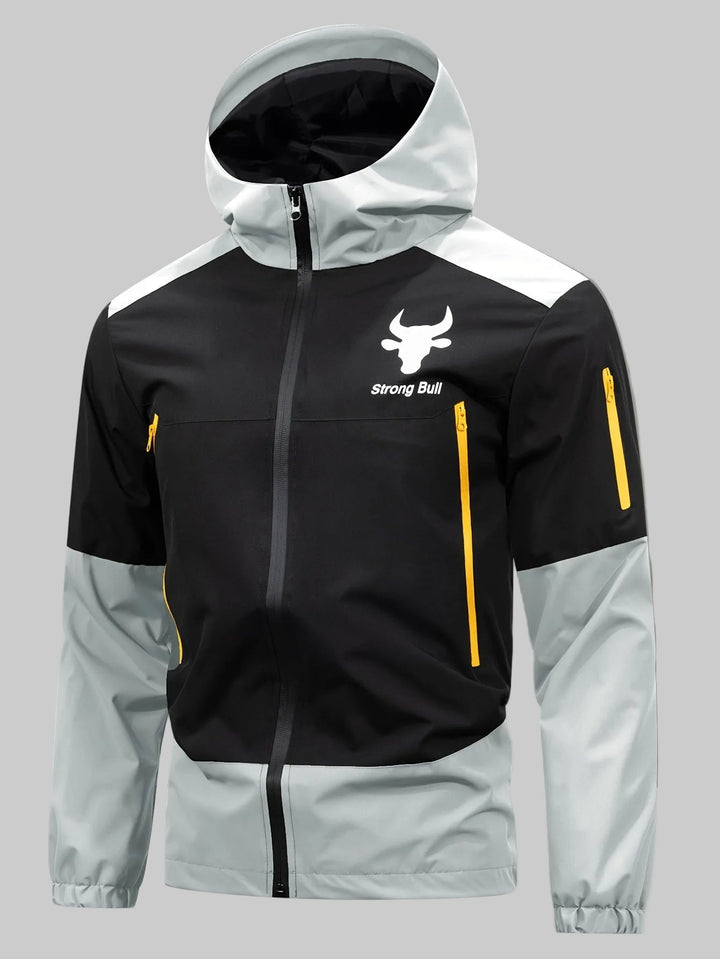 Drune | Herrenjacke mit Reißverschluss, Kapuze und Farbblockdesign