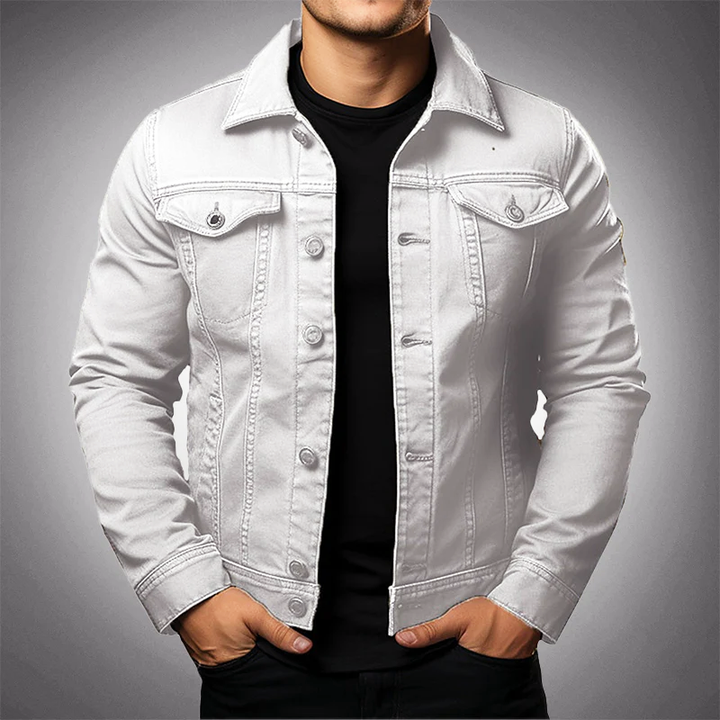 Drune | Herren Strukturierte Denimjacke mit Knopfleiste und Taschen