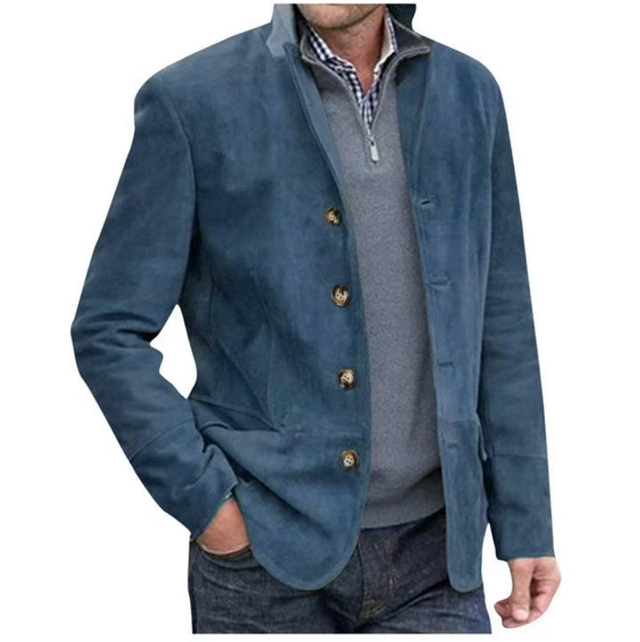 Drune | Herren Wildleder Blazer Jacke, Blau & Braun, Elegant & Vielseitig
