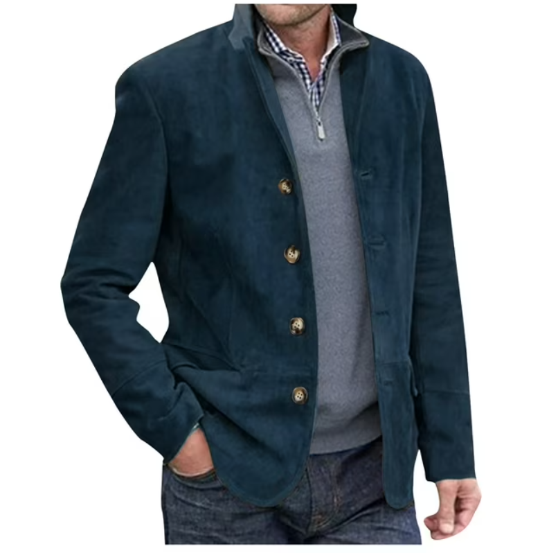 Drune | Herren Wildleder Blazer Jacke, Blau & Braun, Elegant & Vielseitig