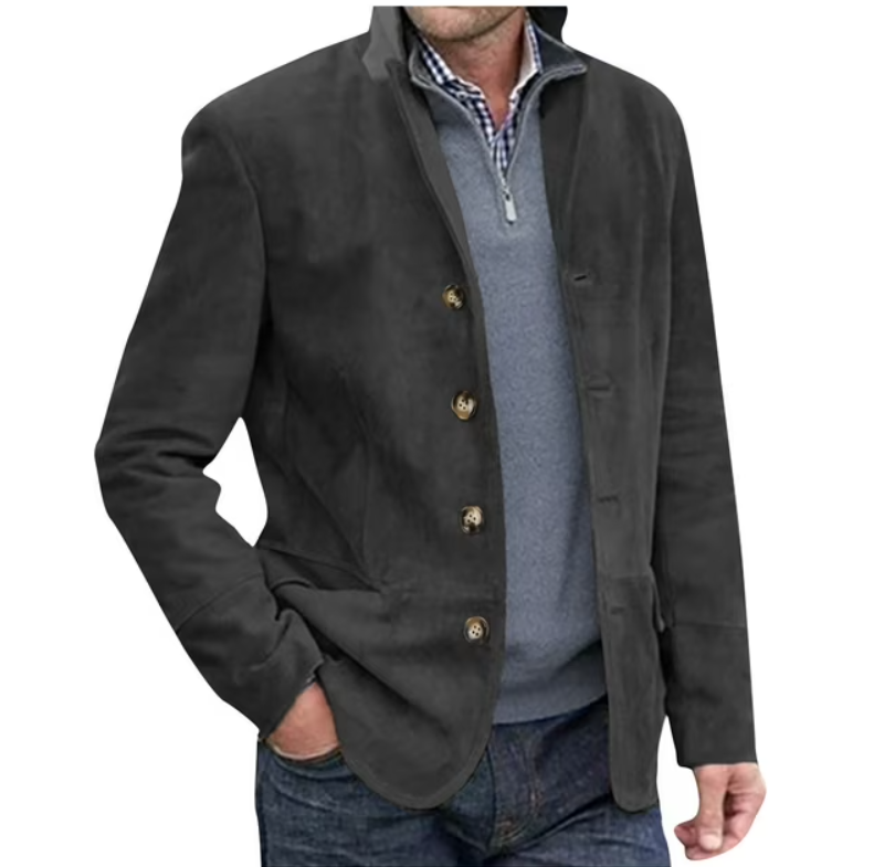 Drune | Herren Wildleder Blazer Jacke, Blau & Braun, Elegant & Vielseitig