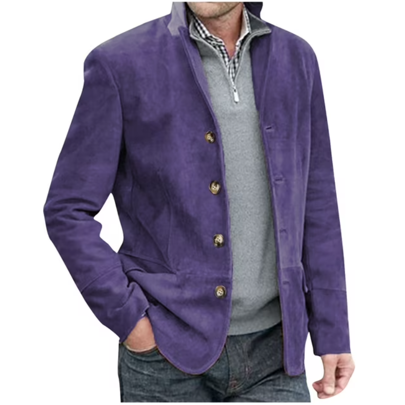 Drune | Herren Wildleder Blazer Jacke, Blau & Braun, Elegant & Vielseitig