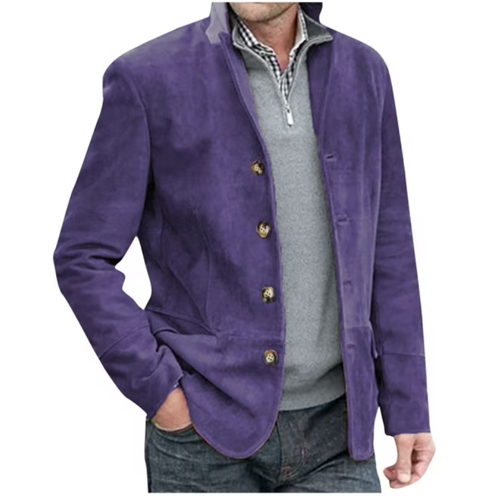Drune | Herren Wildleder Blazer Jacke, Blau & Braun, Elegant & Vielseitig