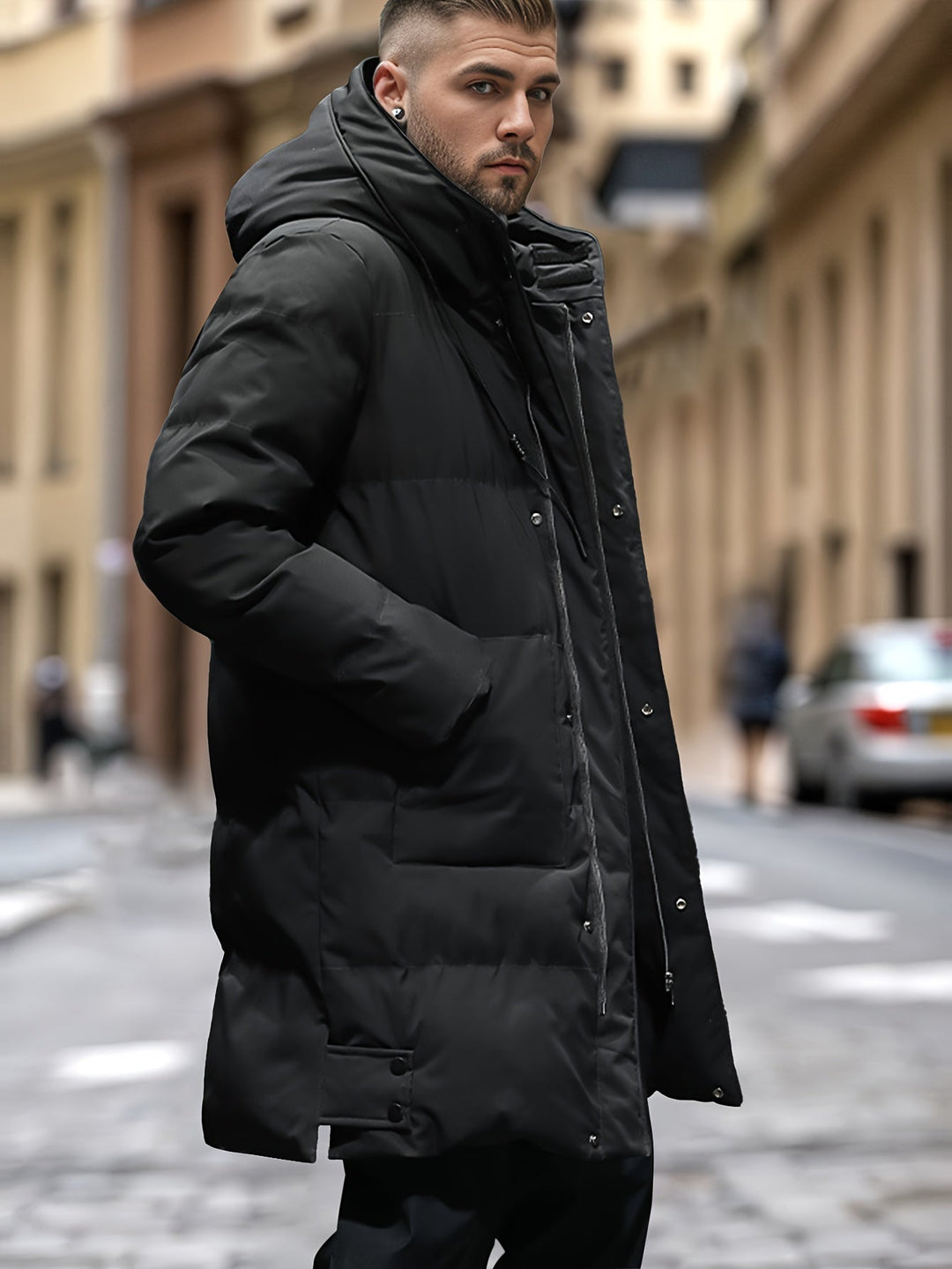Drune | Lange Und Warme Steppjacke Mit Kapuze Für Herren