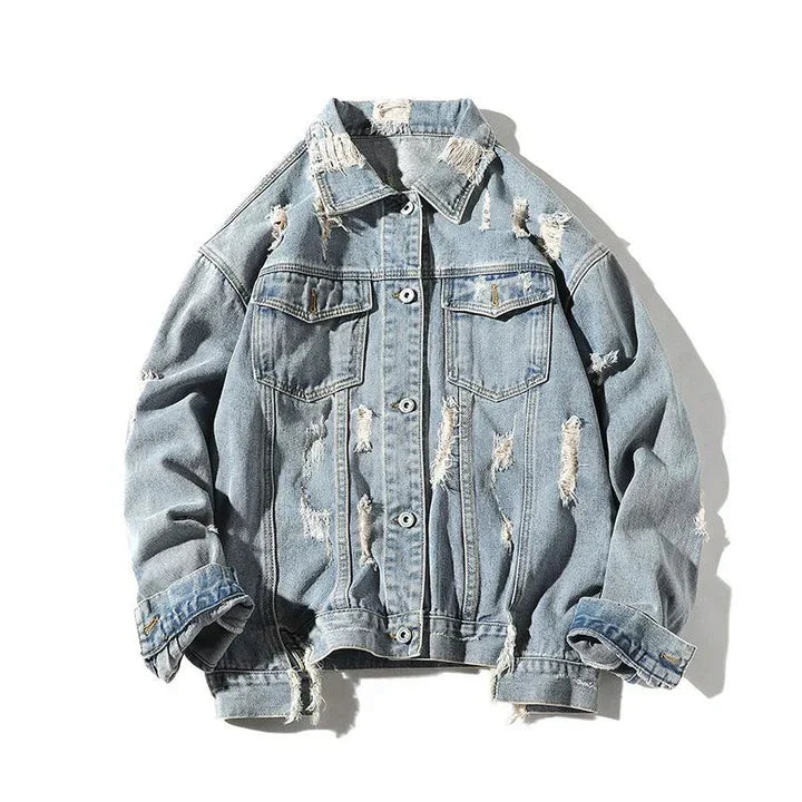 Drune | herrenjeansjacke mit aufnäher auf der rückseite