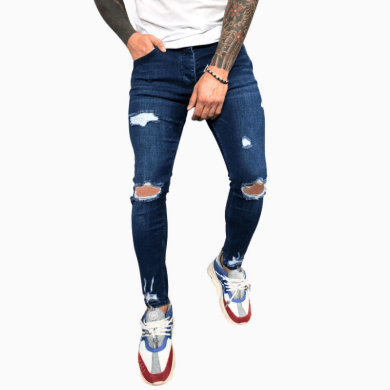 Drune | Herrenhose Trendy Skinny Jeans Mit Rissen Bequem & Stretch