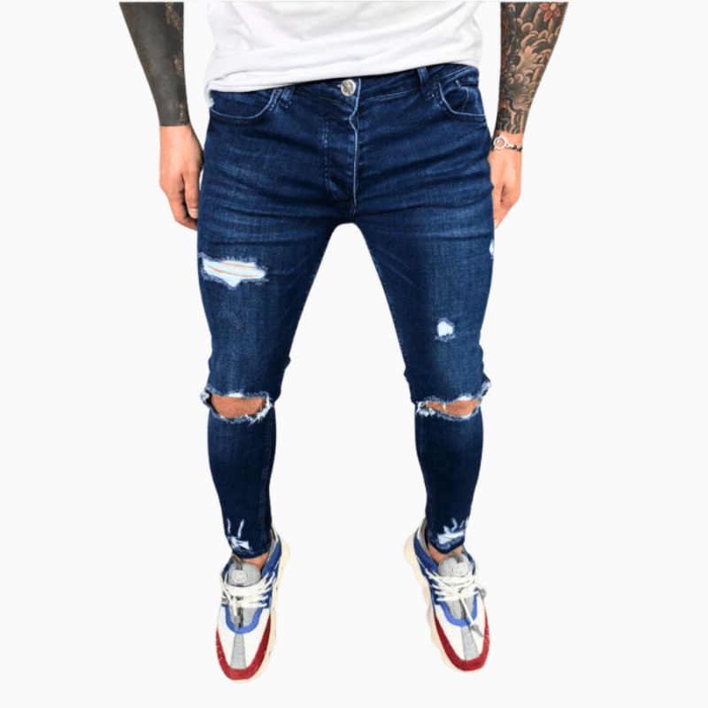 Drune | Herrenhose Trendy Skinny Jeans Mit Rissen Bequem & Stretch