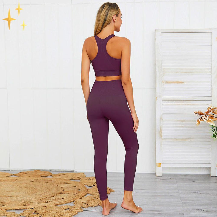 Drune | Bunter Stylischer zwei-teiliges Sport-Set Nahtlose Leggings und Sport-BH-Set