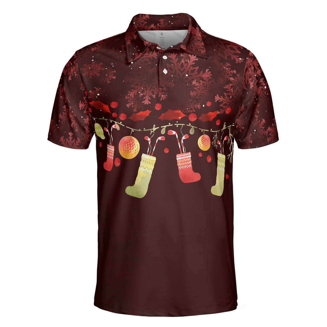 Drune | Weihnachts Golf Polo Hemden - Herren Golf Polo Hemden Kurzarm - Rotes Weihnachtsmuster Hemd Dry Fit - Weihnachts Hemd Geschenkidee für Männer
