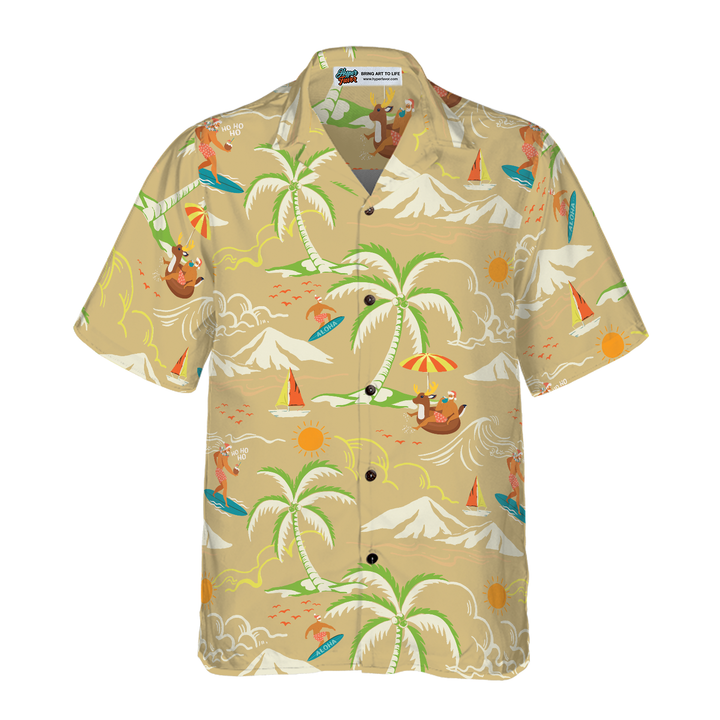 Drune | Hyperfavor Weihnachts-Hawaiian-Shirts, Santa Strand Sommer Muster 4 Shirt Kurzarm, Weihnachtshemd Geschenkidee für Männer und Frauen