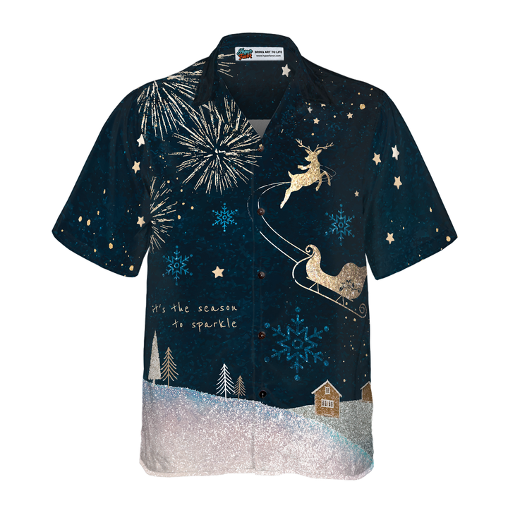 Drune | Hyperfavor Weihnachtshawaiianhemden, Rentier Schnee Dunkel Hemd Kurzarm, Weihnachtshemd Geschenkidee für Männer und Frauen