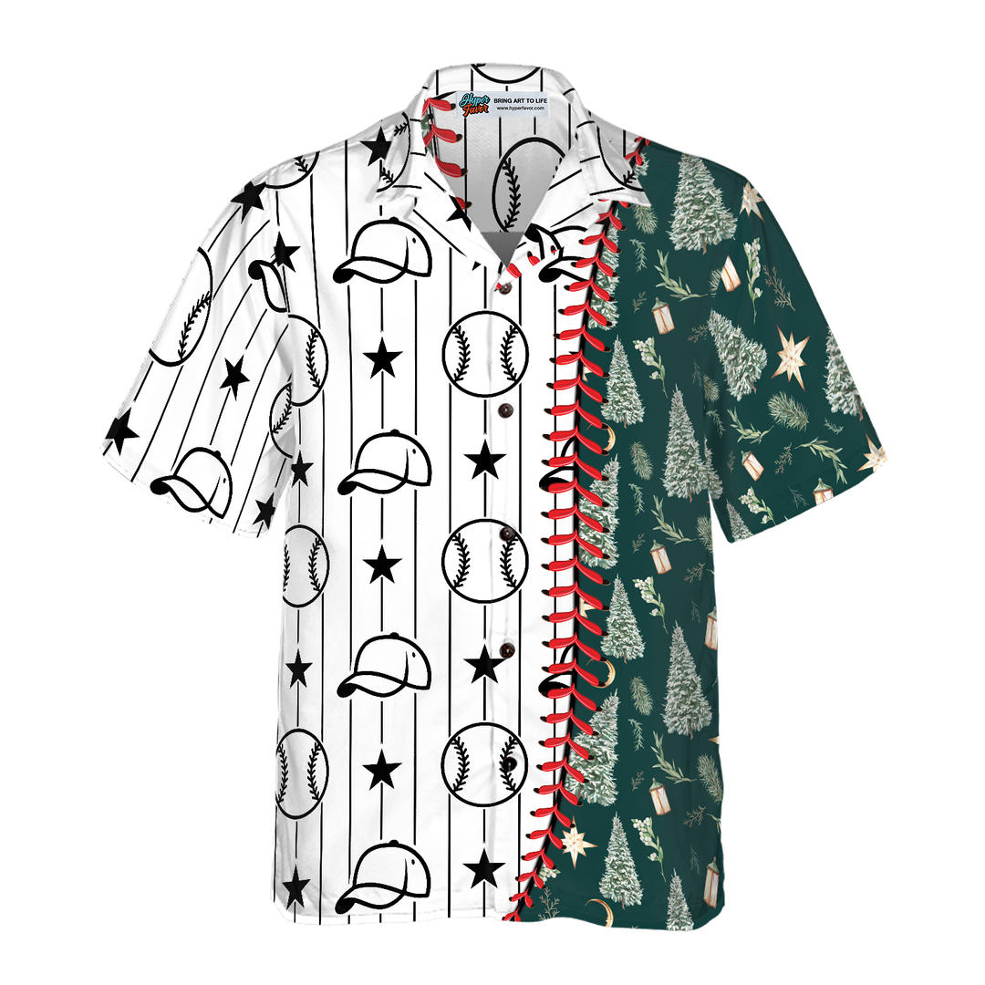 Drune | Hyperfavor Weihnachts-Hawaiian-Shirts, Baseball-Muster-Shirt kurzarm, Weihnachts-Shirt-Idee Geschenk für Männer und Frauen