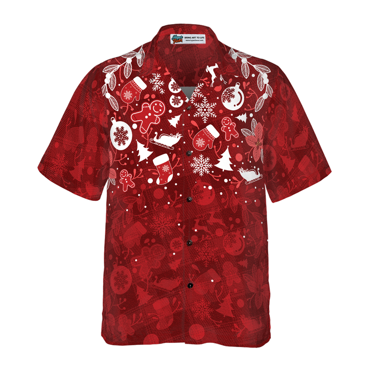 Drune | Hyperfavor Weihnachts-Hawaiian-Shirts für Männer und Frauen, Weihnachts-Lebkuchenmann-Hawaiian-Shirt mit Knopfleiste Kurzarm