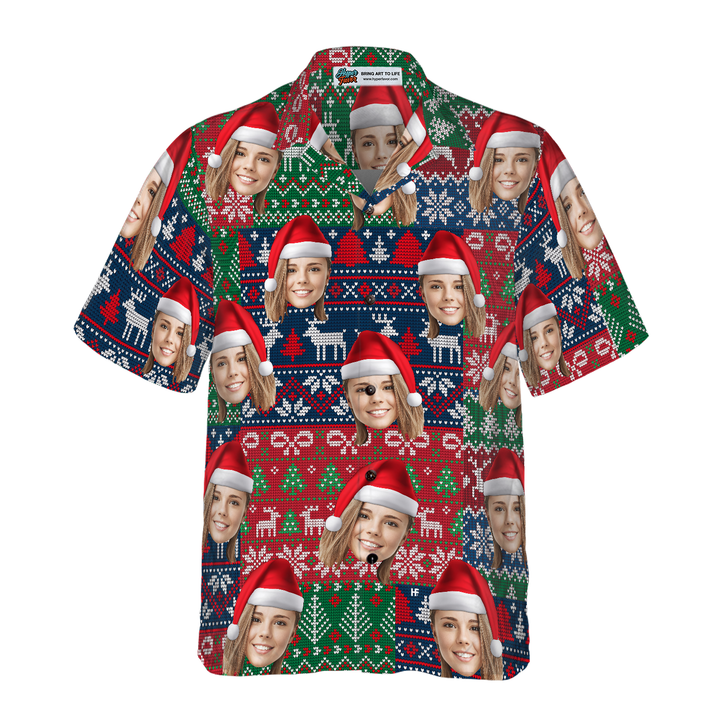 Drune | Lustige benutzerdefinierte Gesichts-Weihnachts-02 benutzerdefinierte Hawaiian-Shirt