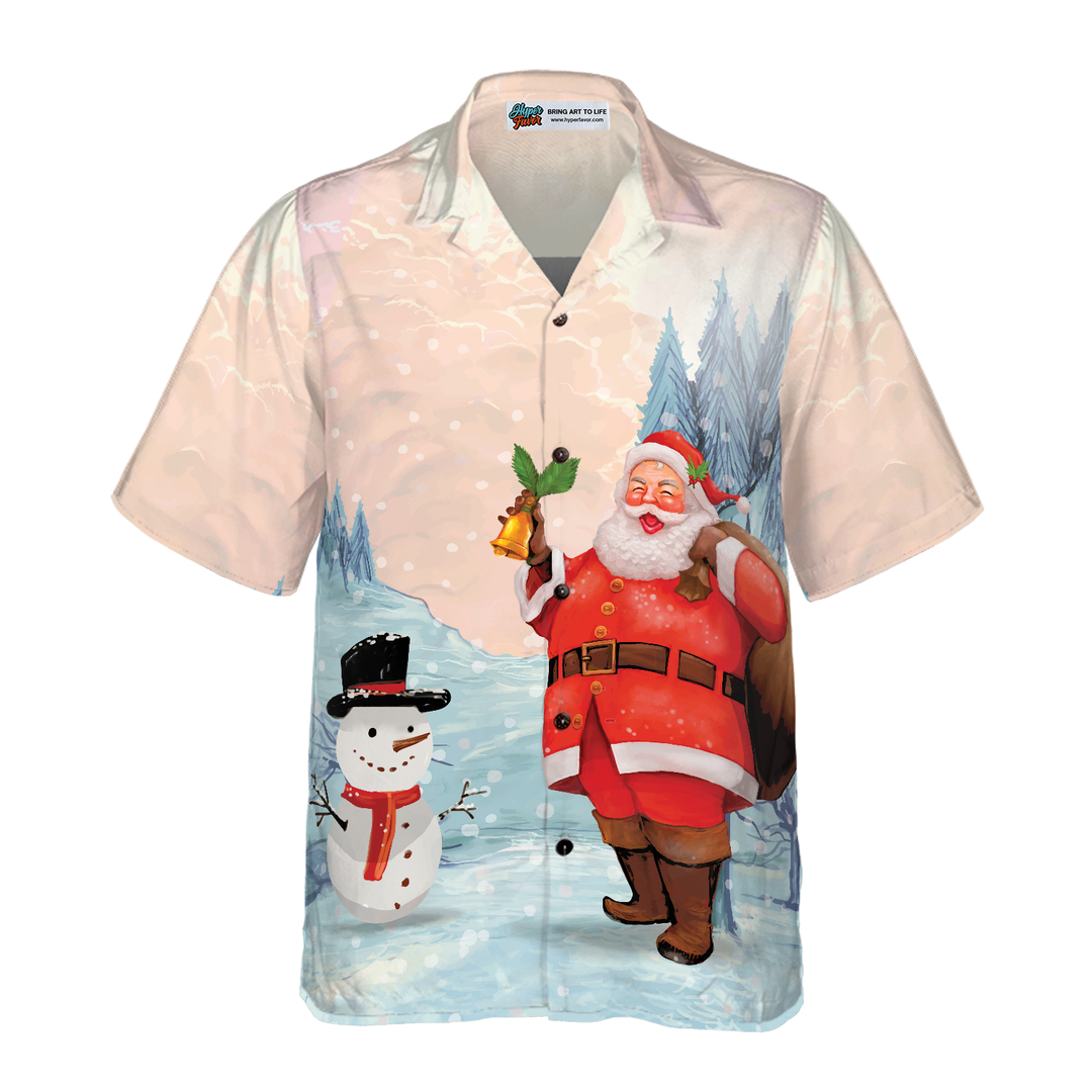 Drune | Hyperfavor Weihnachten Hawaiian Shirts, Santa mit Schneemann Shirt Kurzarm, Weihnachts Shirt Idee Geschenk für Männer und Frauen