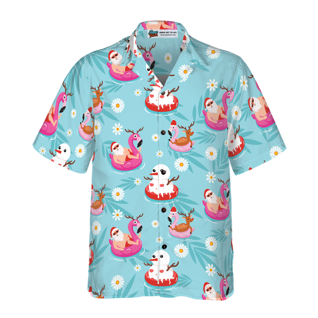 Drune | Hyperfavor Weihnachts-Hawaiian-Shirts, Santa Strand Sommer Muster Shirt Kurzarm, Weihnachtshemden Idee Geschenk Für Männer Und Frauen