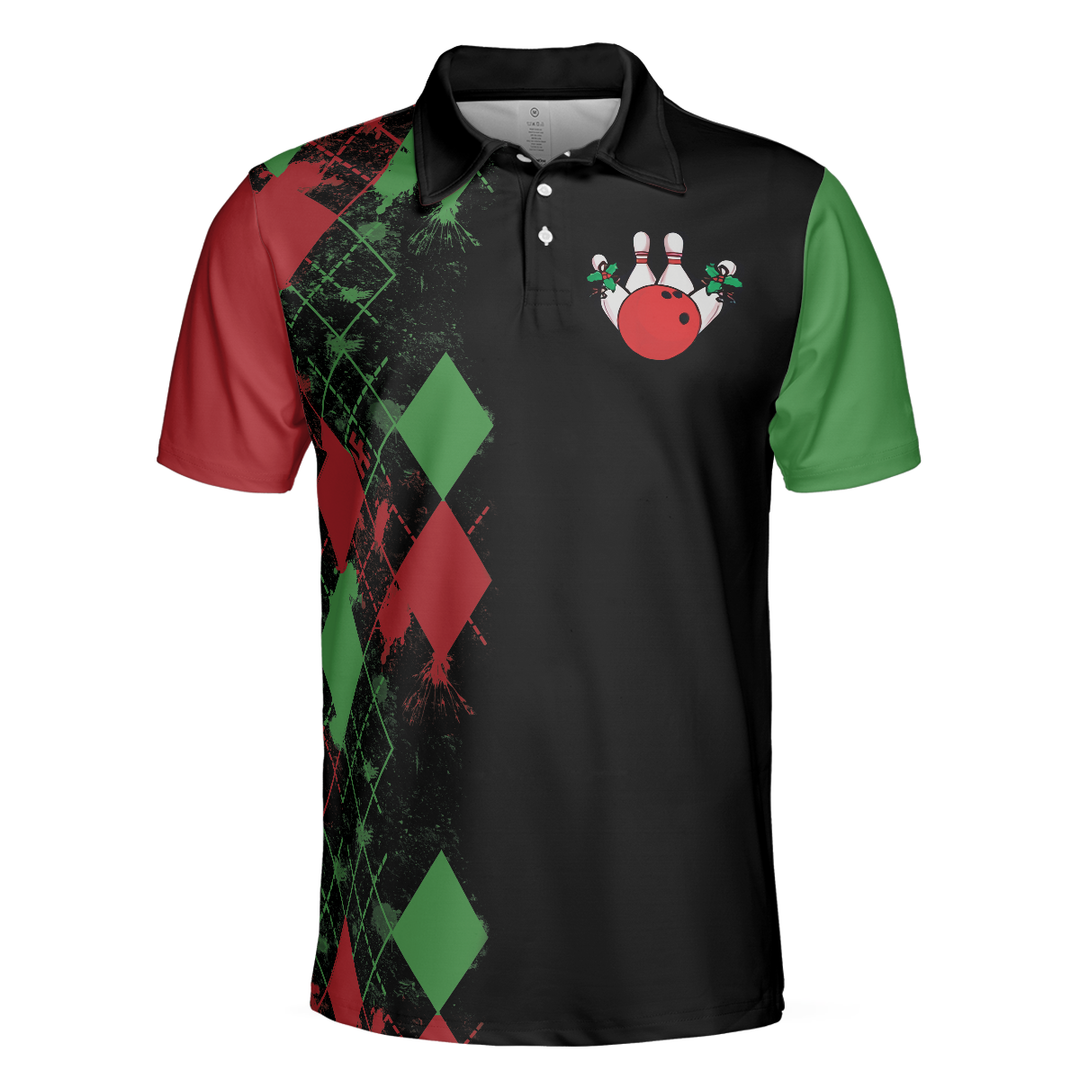 Drune | Bowly Nachthemd Poloshirt, Weihnachtsmotiv Poloshirt Design, Beste Weihnachtsgeschenkidee für Bowlingliebhaber