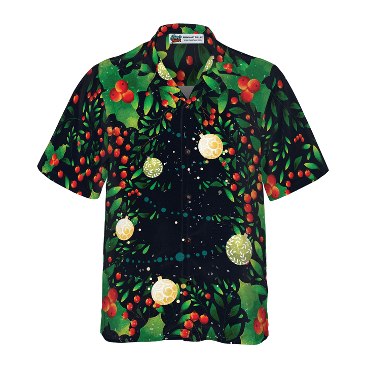 Drune | Hyperfavor Weihnachtsbaum-Muster Hawaiian-Shirt, Weihnachtshemden Kurzarm Button-Down-Shirt für Männer und Frauen