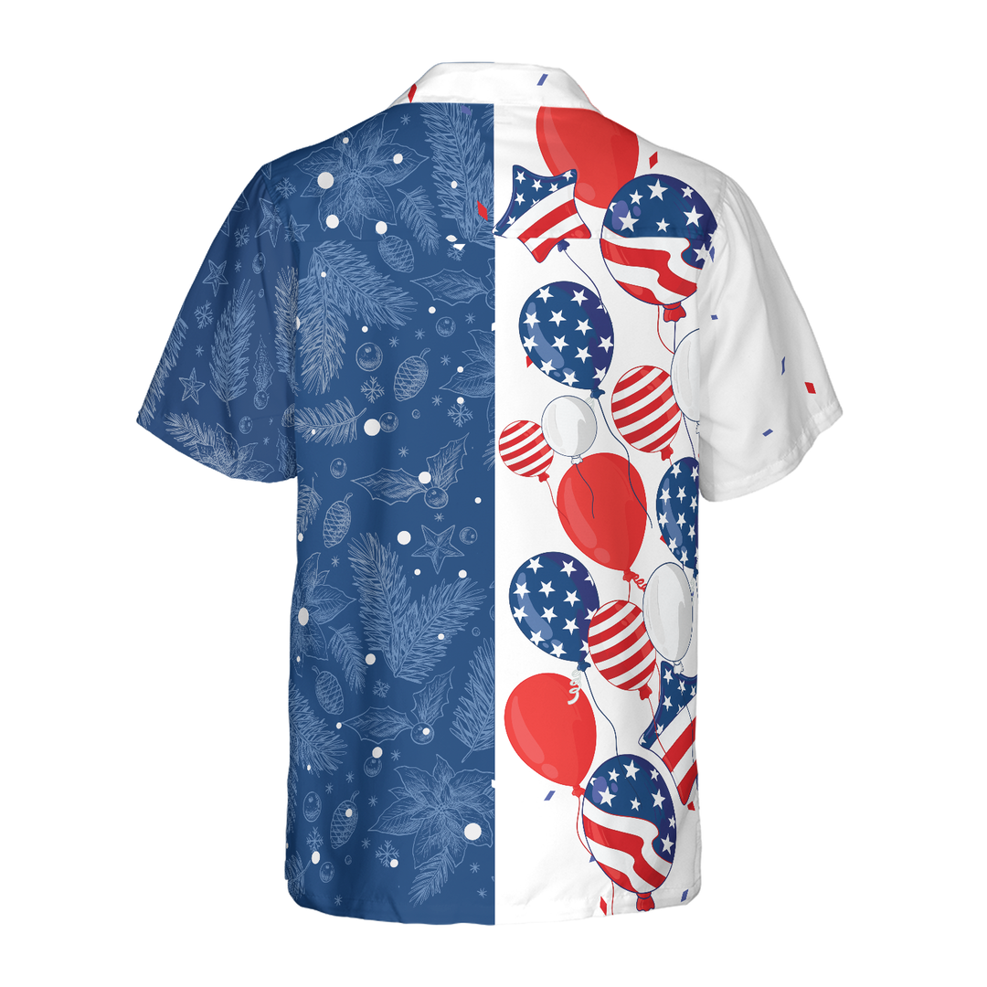 Drune | Hyperfavor Weihnachten USA Ballons Muster Hawaiian Shirt, Weihnachtshemden Kurzarm Button-Down-Hemd für Männer und Frauen
