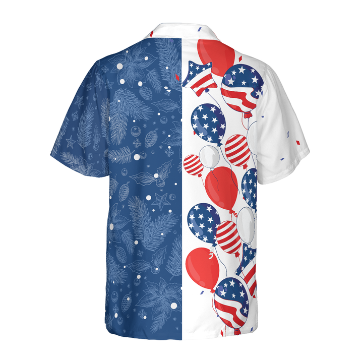 Drune | Hyperfavor Weihnachten USA Ballons Muster Hawaiian Shirt, Weihnachtshemden Kurzarm Button-Down-Hemd für Männer und Frauen