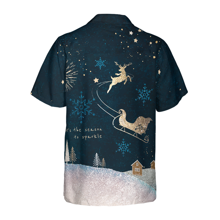 Drune | Hyperfavor Weihnachtshawaiianhemden, Rentier Schnee Dunkel Hemd Kurzarm, Weihnachtshemd Geschenkidee für Männer und Frauen