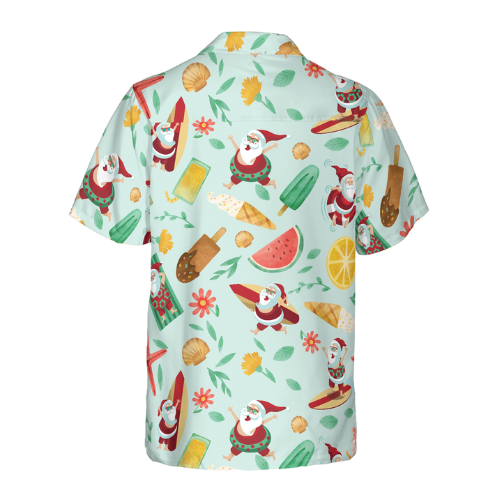 Drune | Hyperfavor Santa Surfing 2 Muster Hawaiianhemd, Weihnachtshemden Kurzarm Knopf-down Hemd für Herren und Damen