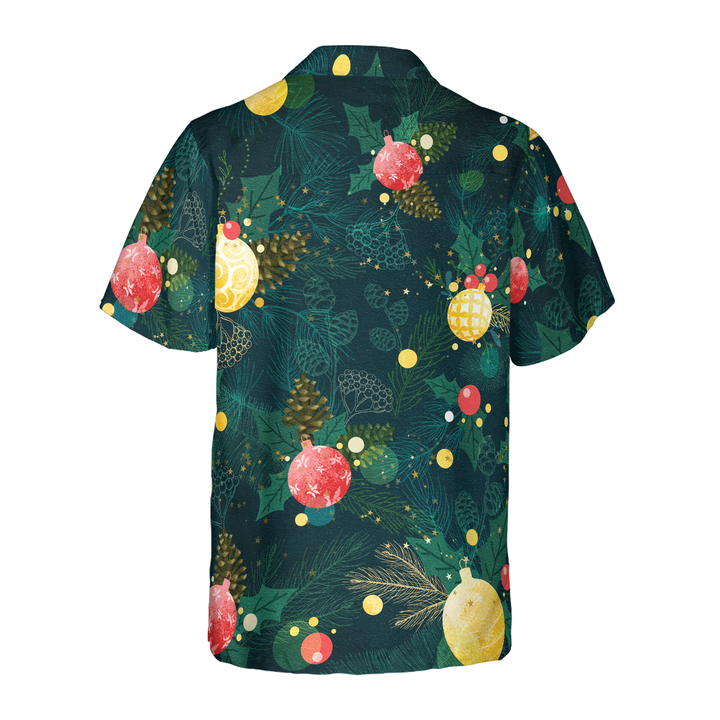 Drune | Hyperfavor Weihnachts-Hawaiianhemden, Weihnachtsbaumornament-Musterhemd Kurzarm, Weihnachtshemd Geschenkidee für Männer und Frauen