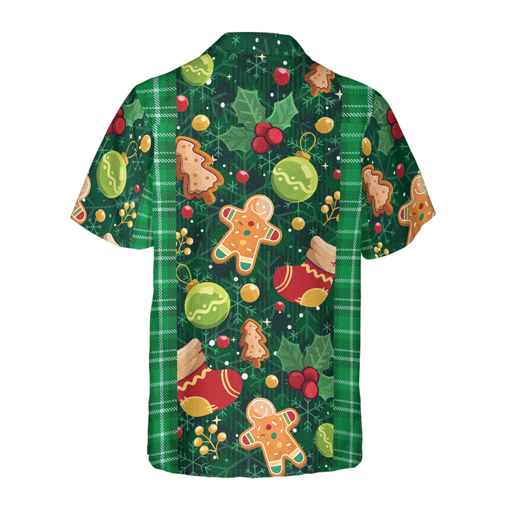 Drune | Hyperfavor Weihnachtsgrün Plaid Muster Hawaiian Shirt, Weihnachtshemden Kurzarm Button-Down Shirt für Männer und Frauen